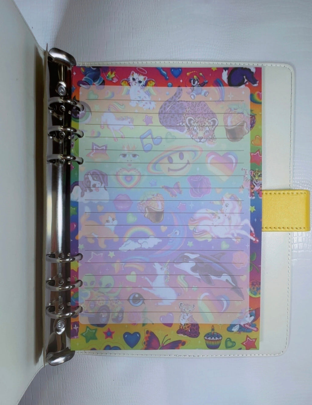Lisa Frank Inspired A5 size Binder & Paper