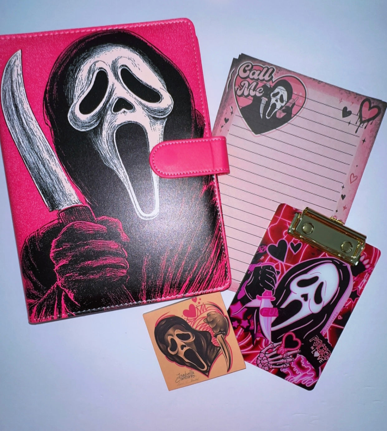 Ghost face  in Pink with Mini Clipboard
